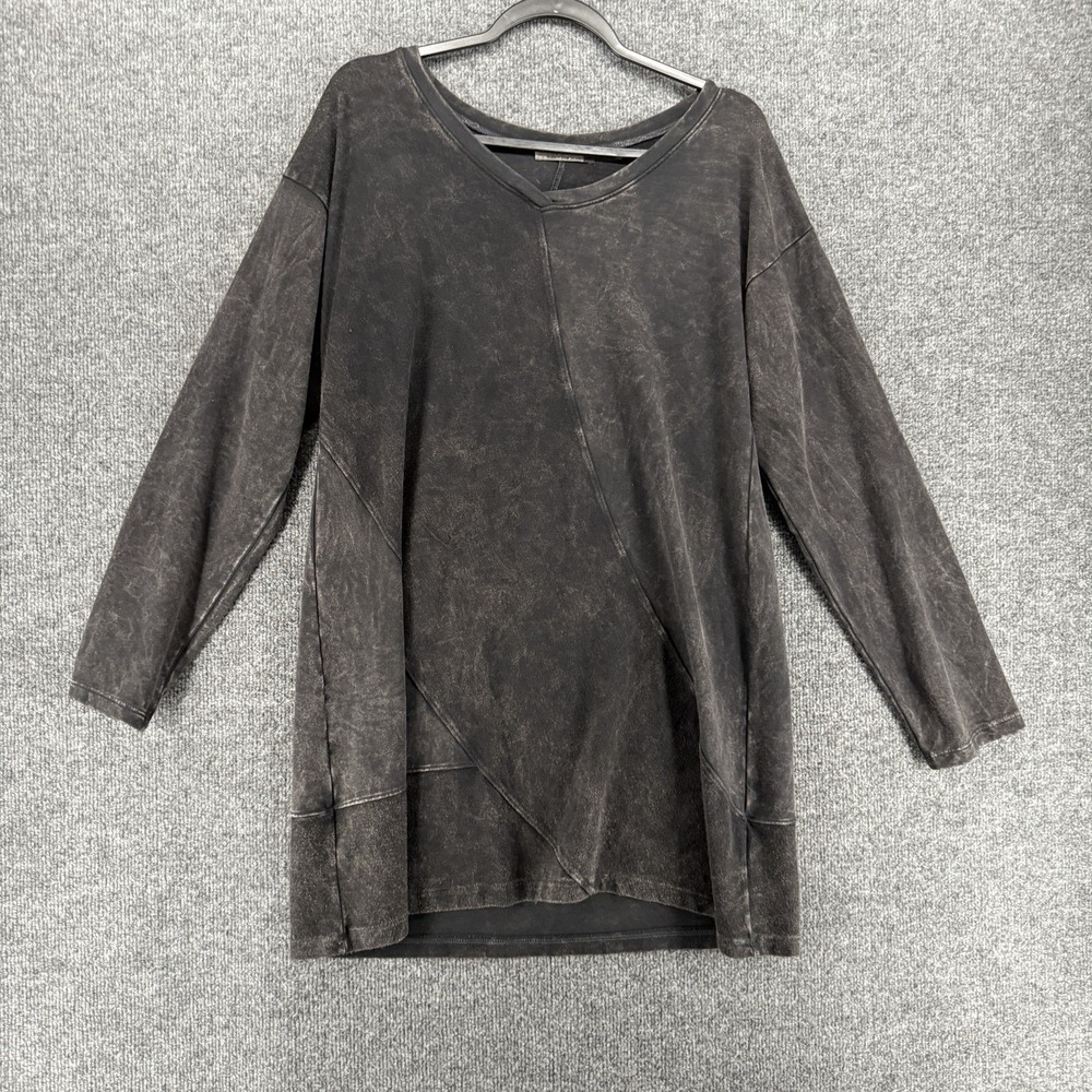 Chalet et Ceci Dress Womens M Black Acid Wash Abstract Sweat Shift Lagenlook